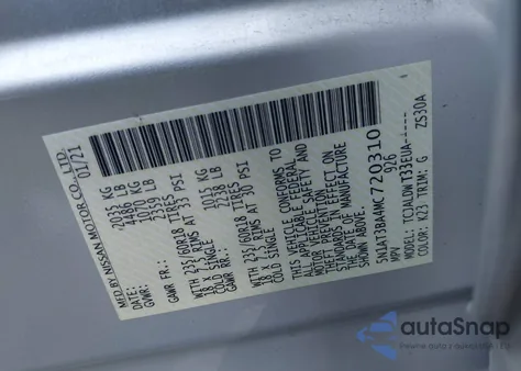 2021 Nissan Rogue Sv Fwd z USA, uszkodzony, nr VIN 5N1AT3BA4MC720310